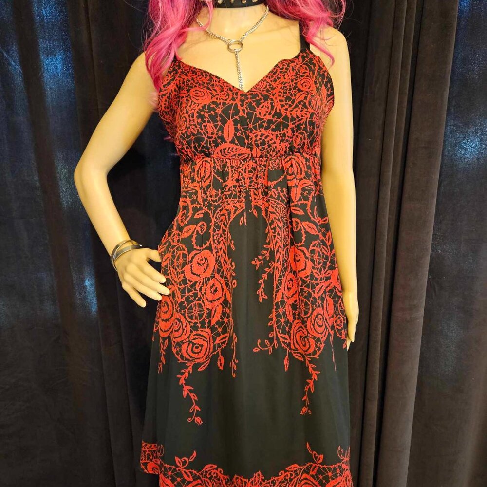 Apt. 9 Red & Black rose dress Size M